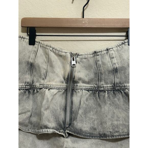 All Saints Women's Size 8 Denim Skirt Y2K Mini Skater Acid Washed Preppy - Picture 6 of 10